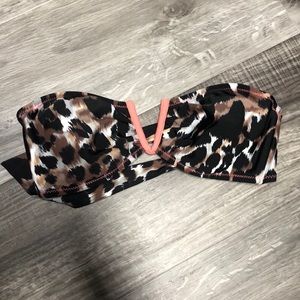 Animal print bandeau bathing suit top